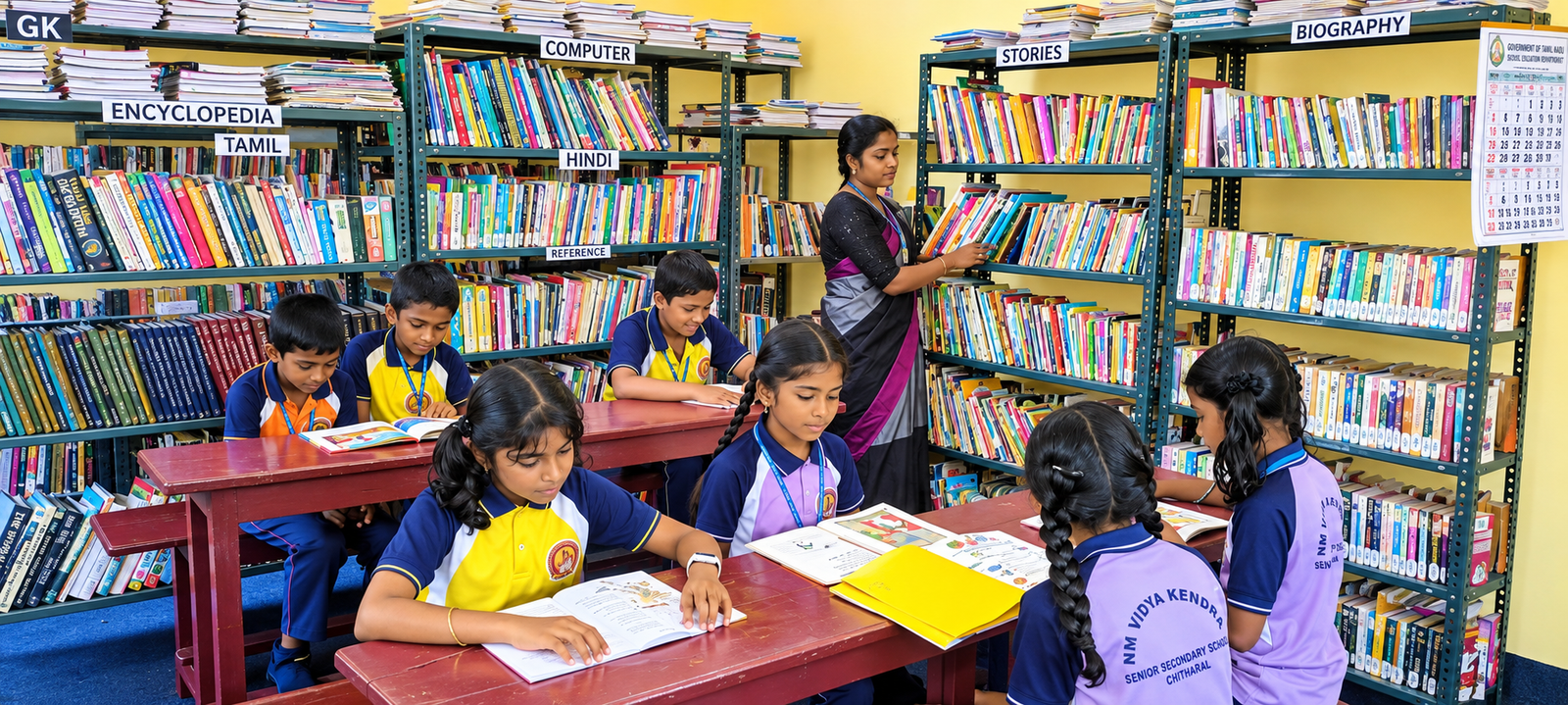 Students reading in the quiet study area